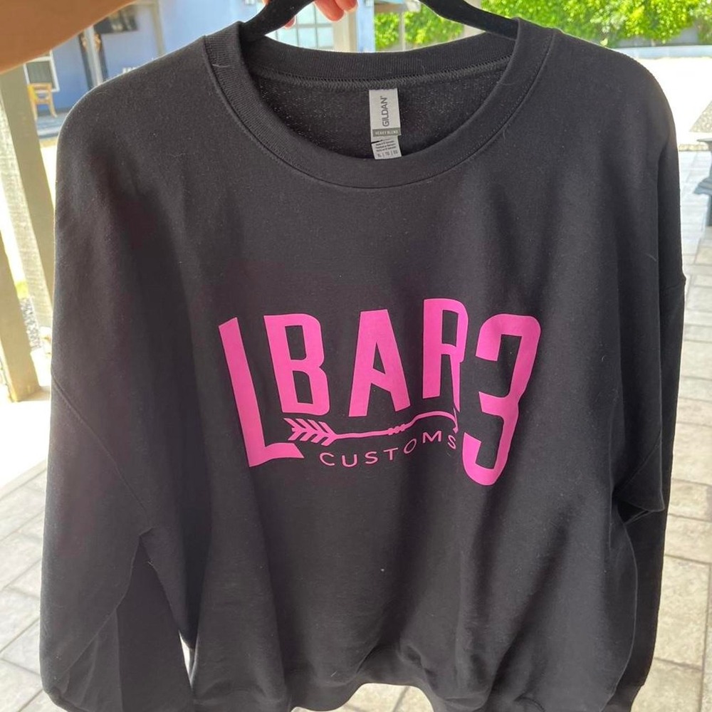 LBAR3 Customs Graphic Crewneck Sweatshirt Streetwear Grunge Black Pink XL